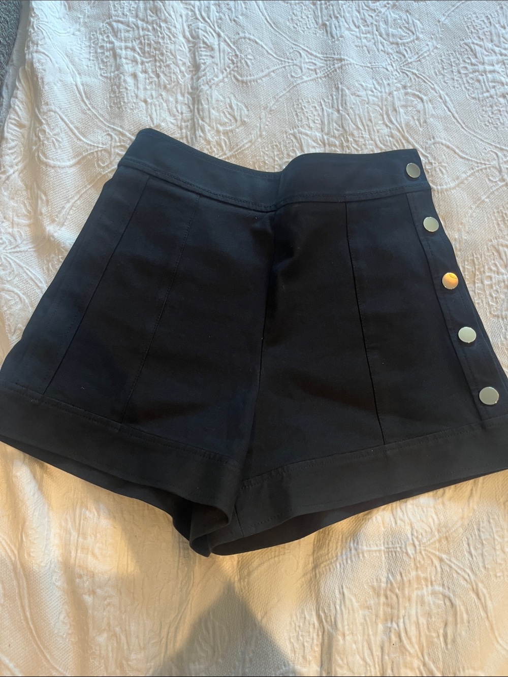 10 Crosby Derek Lam Black High-Waist Button Side Shorts